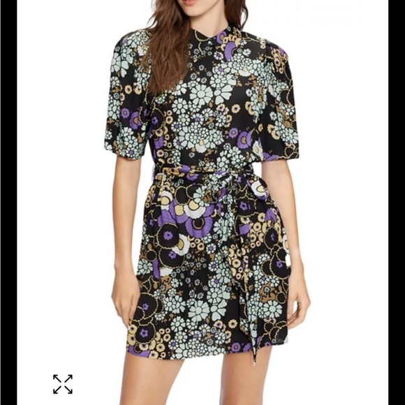 Ted Baker London Saskiie Floral Dress Pointed Collar Belt Key Hole Closure 2 - Picture 1 of 7